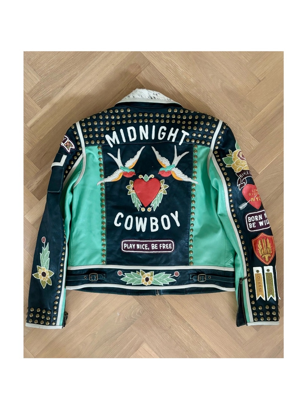 Double D Ranch Midnight Cowboy studded Embroidered Leather
Biker Jacket RTL 1295 - Picture 3 of 12